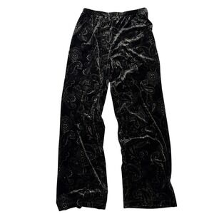 Chico's Black Gray Paisley Velour Velvet Pants Sz S/4 (Chico's 0) Stretch